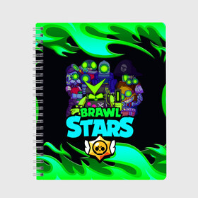 Тетрадь с принтом BRAWL STARS 2020 Пламя в городе Новоалтайск, 100% бумага | 48 листов, плотность листов — 60 г/м2, плотность картонной обложки — 250 г/м2. Листы скреплены сбоку удобной пружинной спиралью. Уголки страниц и обложки скругленные. Цвет линий — светло-серый
 | 8 | 8bit | bit | brawl | brawlstars | crow | leon | leonskin | max | mr p | sally | virus | бит | бравл | ворона | игра | леон | макс | молнии | мультик | пламя | старc | старз