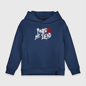 Детское худи Oversize хлопок с принтом Punks not dead в городе Новоалтайск, френч-терри — 70% хлопок, 30% полиэстер. Мягкий теплый начес внутри —100% хлопок | боковые карманы, эластичные манжеты и нижняя кромка, капюшон на магнитной кнопке | Тематика изображения на принте: anarhy | dead | not | punk | punks not dead | анархия | панк не сдох | панки