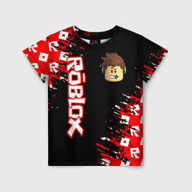 Детская футболка 3D с принтом ROBLOX. в городе Новоалтайск, 100% гипоаллергенный полиэфир | прямой крой, круглый вырез горловины, длина до линии бедер, чуть спущенное плечо, ткань немного тянется | game | gamer | logo | minecraft | roblox | simulator | игра | конструктор | лого | симулятор | строительство | фигура