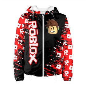 Женская куртка 3D с принтом ROBLOX. в городе Новоалтайск, ткань верха — 100% полиэстер, подклад — флис | прямой крой, подол и капюшон оформлены резинкой с фиксаторами, два кармана без застежек по бокам, один большой потайной карман на груди. Карман на груди застегивается на липучку | game | gamer | logo | minecraft | roblox | simulator | игра | конструктор | лого | симулятор | строительство | фигура