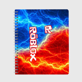 Тетрадь с принтом ROBLOX в городе Новоалтайск, 100% бумага | 48 листов, плотность листов — 60 г/м2, плотность картонной обложки — 250 г/м2. Листы скреплены сбоку удобной пружинной спиралью. Уголки страниц и обложки скругленные. Цвет линий — светло-серый
 | game | gamer | logo | minecraft | roblox | simulator | игра | конструктор | лого | симулятор | строительство | фигура