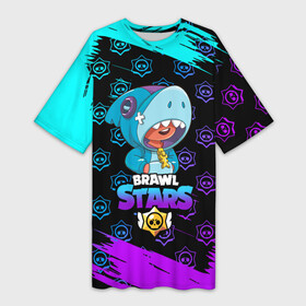 Платье-футболка 3D с принтом Brawl stars leon shark. в городе Новоалтайск,  |  | bea | bib | brawl stars | crow | el brown | leon | max | nita | sally leon | shark | акула | биа | биби | бравл старс | ворон | игра | леон | макс | нита | оборотень | салли леон | сэлли леон | шарк | эл браун