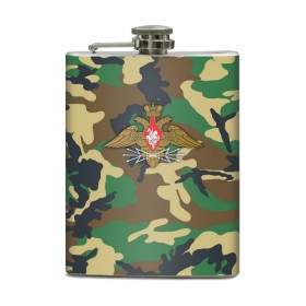 Фляга с принтом Камуфляж Войска связи в городе Новоалтайск, металлический корпус | емкость 0,22 л, размер 125 х 94 мм. Виниловая наклейка запечатывается полностью | 23 февраля | army | армейка | армия | войска | войска связи | вс | герб | зеленка | зеленый | знак | камуфляж | комок | лого | маскировка | надпись | натовка | офицер | петлицы | радио | радист | россии