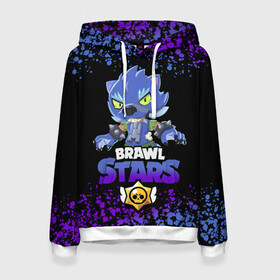 Женская толстовка 3D с принтом Brawl stars leon оборотень. в городе Новоалтайск, 100% полиэстер  | двухслойный капюшон со шнурком для регулировки, мягкие манжеты на рукавах и по низу толстовки, спереди карман-кенгуру с мягким внутренним слоем. | bea | bib | brawl stars | crow | el brown | leon | max | nita | sally leon | shark | акула | биа | биби | бравл старс | ворон | игра | леон | макс | нита | оборотень | салли леон | сэлли леон | шарк | эл браун