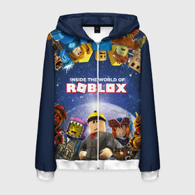 Мужская толстовка 3D на молнии с принтом ROBLOX в городе Новоалтайск, 100% полиэстер | длина до линии бедра, манжеты и пояс оформлены мягкой тканевой резинкой, двухслойный капюшон со шнурком для регулировки, спереди молния, по бокам два кармана | roblox | игра | компьютерная игра | логотип | онлайн | онлайн игра | роблакс | роблокс