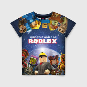 Детская футболка 3D с принтом ROBLOX в городе Новоалтайск, 100% гипоаллергенный полиэфир | прямой крой, круглый вырез горловины, длина до линии бедер, чуть спущенное плечо, ткань немного тянется | roblox | игра | компьютерная игра | логотип | онлайн | онлайн игра | роблакс | роблокс