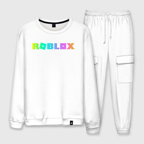 Мужской костюм хлопок с принтом ROBLOX в городе Новоалтайск, 100% хлопок | на свитшоте круглая горловина, мягкая резинка по низу. Брюки заужены к низу, на них два вида карманов: два “обычных” по бокам и два объемных, с клапанами, расположенные ниже линии бедра. Брюки с мягкой трикотажной резинкой на поясе и по низу штанин. В поясе для дополнительного комфорта — широкие завязки | roblox | игра | компьютерная игра | логотип | онлайн | онлайн игра | роблакс | роблокс