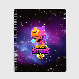 Тетрадь с принтом BRAWL STARS SANDY в городе Новоалтайск, 100% бумага | 48 листов, плотность листов — 60 г/м2, плотность картонной обложки — 250 г/м2. Листы скреплены сбоку удобной пружинной спиралью. Уголки страниц и обложки скругленные. Цвет линий — светло-серый
 | 8 bit | 8 бит | bibi | brawl stars | crow | el brown | leon | leon shark | max | mr.p | sally leon | sandy | shark | stars | tara | virus | werewolf | акула | биби | вирус | ворон | леон | оборотень | пингвин
