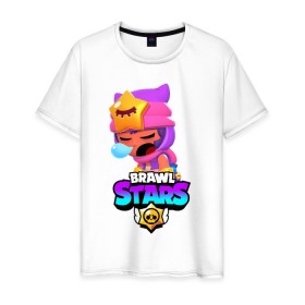 Мужская футболка хлопок с принтом BRAWL STARS SANDY в городе Новоалтайск, 100% хлопок | прямой крой, круглый вырез горловины, длина до линии бедер, слегка спущенное плечо. | 8 bit | 8 бит | bibi | brawl stars | crow | el brown | leon | leon shark | max | mr.p | sally leon | sandy | shark | stars | tara | virus | werewolf | акула | биби | вирус | ворон | леон | оборотень | пингвин
