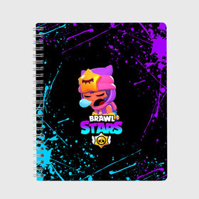 Тетрадь с принтом BRAWL STARS SANDY в городе Новоалтайск, 100% бумага | 48 листов, плотность листов — 60 г/м2, плотность картонной обложки — 250 г/м2. Листы скреплены сбоку удобной пружинной спиралью. Уголки страниц и обложки скругленные. Цвет линий — светло-серый
 | 8 bit | 8 бит | bibi | brawl stars | crow | el brown | leon | leon shark | max | mr.p | sally leon | sandy | shark | stars | tara | virus | werewolf | акула | биби | вирус | ворон | леон | оборотень | пингвин