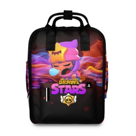 Женский рюкзак 3D с принтом BRAWL STARS SANDY в городе Новоалтайск, 100% полиэстер | лямки с регулируемой длиной, сверху ручки, чтобы рюкзак нести как сумку. Основное отделение закрывается на молнию, как и внешний карман. Внутри два дополнительных кармана, один из которых закрывается на молнию. По бокам два дополнительных кармашка, куда поместится маленькая бутылочка
 | 8 bit | 8 бит | bibi | brawl stars | crow | el brown | leon | leon shark | max | mr.p | sally leon | sandy | shark | stars | tara | virus | werewolf | акула | биби | вирус | ворон | леон | оборотень | пингвин