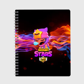 Тетрадь с принтом BRAWL STARS SANDY в городе Новоалтайск, 100% бумага | 48 листов, плотность листов — 60 г/м2, плотность картонной обложки — 250 г/м2. Листы скреплены сбоку удобной пружинной спиралью. Уголки страниц и обложки скругленные. Цвет линий — светло-серый
 | 8 bit | 8 бит | bibi | brawl stars | crow | el brown | leon | leon shark | max | mr.p | sally leon | sandy | shark | stars | tara | virus | werewolf | акула | биби | вирус | ворон | леон | оборотень | пингвин