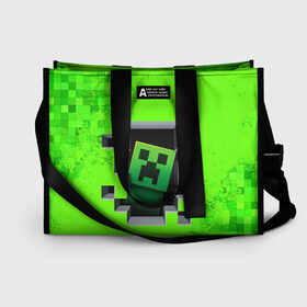 Сумка-шоппер 3D с принтом MINECRAFT в городе Новоалтайск, 100% полиэстер | застегивается на металлическую кнопку; внутренний карман застегивается на молнию. Стенки укреплены специальным мягким материалом, чтобы защитить содержимое от несильных ударов
 | game | minecraft | блоки | игра | квадраты | компьютерная игра | крипер | майнкрафт