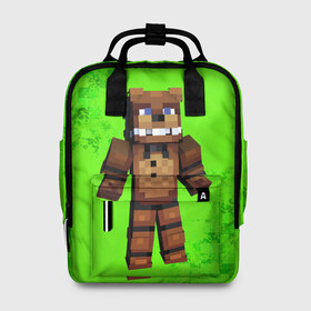 Женский рюкзак 3D с принтом MINECRAFT в городе Новоалтайск, 100% полиэстер | лямки с регулируемой длиной, сверху ручки, чтобы рюкзак нести как сумку. Основное отделение закрывается на молнию, как и внешний карман. Внутри два дополнительных кармана, один из которых закрывается на молнию. По бокам два дополнительных кармашка, куда поместится маленькая бутылочка
 | game | minecraft | блоки | игра | квадраты | компьютерная игра | крипер | майнкрафт