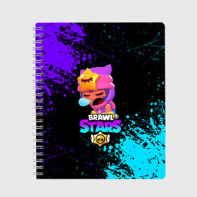 Тетрадь с принтом BRAWL STARS SANDY в городе Новоалтайск, 100% бумага | 48 листов, плотность листов — 60 г/м2, плотность картонной обложки — 250 г/м2. Листы скреплены сбоку удобной пружинной спиралью. Уголки страниц и обложки скругленные. Цвет линий — светло-серый
 | 8 bit | 8 бит | bibi | brawl stars | crow | el brown | leon | leon shark | max | mr.p | sally leon | sandy | shark | stars | tara | virus | werewolf | акула | биби | вирус | ворон | леон | оборотень | пингвин