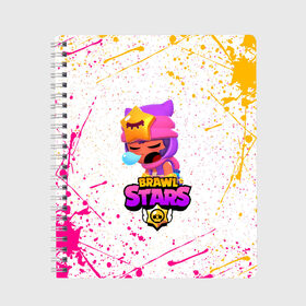 Тетрадь с принтом BRAWL STARS SANDY в городе Новоалтайск, 100% бумага | 48 листов, плотность листов — 60 г/м2, плотность картонной обложки — 250 г/м2. Листы скреплены сбоку удобной пружинной спиралью. Уголки страниц и обложки скругленные. Цвет линий — светло-серый
 | 8 bit | 8 бит | bibi | brawl stars | crow | el brown | leon | leon shark | max | mr.p | sally leon | sandy | shark | stars | tara | virus | werewolf | акула | биби | вирус | ворон | леон | оборотень | пингвин