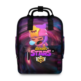 Женский рюкзак 3D с принтом BRAWL STARS SANDY в городе Новоалтайск, 100% полиэстер | лямки с регулируемой длиной, сверху ручки, чтобы рюкзак нести как сумку. Основное отделение закрывается на молнию, как и внешний карман. Внутри два дополнительных кармана, один из которых закрывается на молнию. По бокам два дополнительных кармашка, куда поместится маленькая бутылочка
 | 8 bit | 8 бит | bibi | brawl stars | crow | el brown | leon | leon shark | max | mr.p | sally leon | sandy | shark | stars | tara | virus | werewolf | акула | биби | вирус | ворон | леон | оборотень | пингвин