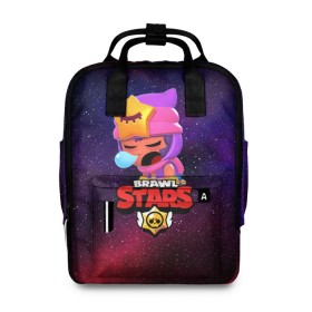 Женский рюкзак 3D с принтом BRAWL STARS SANDY в городе Новоалтайск, 100% полиэстер | лямки с регулируемой длиной, сверху ручки, чтобы рюкзак нести как сумку. Основное отделение закрывается на молнию, как и внешний карман. Внутри два дополнительных кармана, один из которых закрывается на молнию. По бокам два дополнительных кармашка, куда поместится маленькая бутылочка
 | 8 bit | 8 бит | bibi | brawl stars | crow | el brown | leon | leon shark | max | mr.p | sally leon | sandy | shark | stars | tara | virus | werewolf | акула | биби | вирус | ворон | леон | оборотень | пингвин