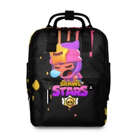 Женский рюкзак 3D с принтом BRAWL STARS SANDY в городе Новоалтайск, 100% полиэстер | лямки с регулируемой длиной, сверху ручки, чтобы рюкзак нести как сумку. Основное отделение закрывается на молнию, как и внешний карман. Внутри два дополнительных кармана, один из которых закрывается на молнию. По бокам два дополнительных кармашка, куда поместится маленькая бутылочка
 | 8 bit | 8 бит | bibi | brawl stars | crow | el brown | leon | leon shark | max | mr.p | sally leon | sandy | shark | stars | tara | virus | werewolf | акула | биби | вирус | ворон | леон | оборотень | пингвин