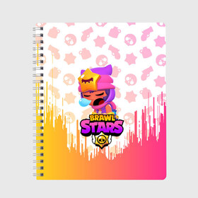 Тетрадь с принтом BRAWL STARS SANDY в городе Новоалтайск, 100% бумага | 48 листов, плотность листов — 60 г/м2, плотность картонной обложки — 250 г/м2. Листы скреплены сбоку удобной пружинной спиралью. Уголки страниц и обложки скругленные. Цвет линий — светло-серый
 | 8 bit | 8 бит | bibi | brawl stars | crow | el brown | leon | leon shark | max | mr.p | sally leon | sandy | shark | stars | tara | virus | werewolf | акула | биби | вирус | ворон | леон | оборотень | пингвин