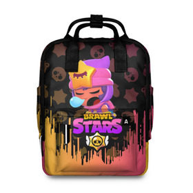 Женский рюкзак 3D с принтом BRAWL STARS SANDY в городе Новоалтайск, 100% полиэстер | лямки с регулируемой длиной, сверху ручки, чтобы рюкзак нести как сумку. Основное отделение закрывается на молнию, как и внешний карман. Внутри два дополнительных кармана, один из которых закрывается на молнию. По бокам два дополнительных кармашка, куда поместится маленькая бутылочка
 | 8 bit | 8 бит | bibi | brawl stars | crow | el brown | leon | leon shark | max | mr.p | sally leon | sandy | shark | stars | tara | virus | werewolf | акула | биби | вирус | ворон | леон | оборотень | пингвин