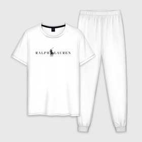 Мужская пижама хлопок с принтом Ralph Lauren в городе Новоалтайск, 100% хлопок | брюки и футболка прямого кроя, без карманов, на брюках мягкая резинка на поясе и по низу штанин
 | ralph lauren | богато | бренд | всадник | дорого | крикет | лаурен | лошадь | минимализм | поло | премиум | ральф | ральфлаурен | свитшот | тренд | футболка