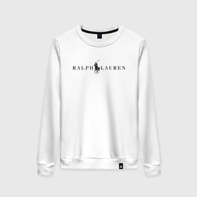 Женский свитшот хлопок с принтом Ralph Lauren в городе Новоалтайск, 100% хлопок | прямой крой, круглый вырез, на манжетах и по низу широкая трикотажная резинка  | ralph lauren | богато | бренд | всадник | дорого | крикет | лаурен | лошадь | минимализм | поло | премиум | ральф | ральфлаурен | свитшот | тренд | футболка