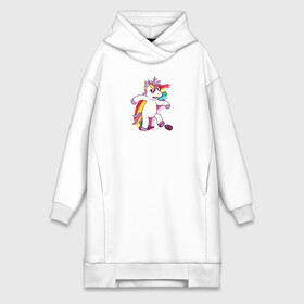 Платье-худи хлопок с принтом Единорог алкоголик в городе Новоалтайск,  |  | drunk | unicorn | единорог | нарисованный | прикольный | смешной | тотемное животное