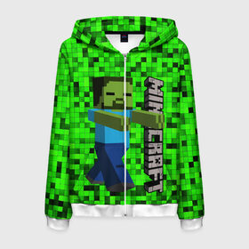 Мужская толстовка 3D на молнии с принтом MINECRAFT в городе Новоалтайск, 100% полиэстер | длина до линии бедра, манжеты и пояс оформлены мягкой тканевой резинкой, двухслойный капюшон со шнурком для регулировки, спереди молния, по бокам два кармана | game | minecraft | блоки | игра | квадраты | компьютерная игра | крипер | майнкрафт