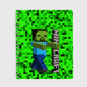 Тетрадь с принтом MINECRAFT в городе Новоалтайск, 100% бумага | 48 листов, плотность листов — 60 г/м2, плотность картонной обложки — 250 г/м2. Листы скреплены сбоку удобной пружинной спиралью. Уголки страниц и обложки скругленные. Цвет линий — светло-серый
 | game | minecraft | блоки | игра | квадраты | компьютерная игра | крипер | майнкрафт