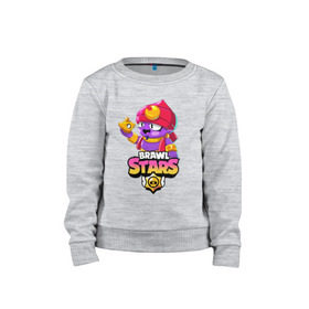 Детский свитшот хлопок с принтом BRAWL STARS GENE в городе Новоалтайск, 100% хлопок | круглый вырез горловины, эластичные манжеты, пояс и воротник | Тематика изображения на принте: 8 bit | 8 бит | bibi | brawl stars | crow | el brown | leon | leon shark | max | mr.p | sally leon | shark | stars | virus | werewolf | акула | биби | вирус | ворон | леон | оборотень | пингвин