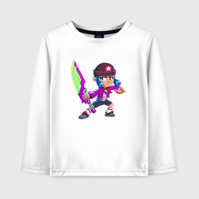 Детский лонгслив хлопок с принтом BRAWL STARS BIBI в городе Новоалтайск, 100% хлопок | круглый вырез горловины, полуприлегающий силуэт, длина до линии бедер | 8 bit | 8 бит | bibi | brawl stars | crow | el brown | leon | leon shark | max | mr.p | sally leon | shark | stars | virus | werewolf | акула | биби | вирус | ворон | леон | оборотень | пингвин
