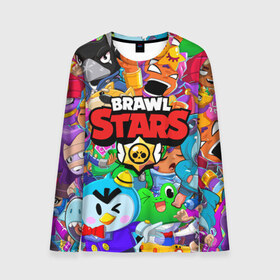 Мужской лонгслив 3D с принтом BRAWL STARS в городе Новоалтайск, 100% полиэстер | длинные рукава, круглый вырез горловины, полуприлегающий силуэт | Тематика изображения на принте: 8 bit | 8 бит | bibi | brawl stars | crow | el brown | leon | leon shark | max | mr.p | sally leon | shark | stars | virus | werewolf | акула | биби | вирус | ворон | леон | оборотень | пингвин
