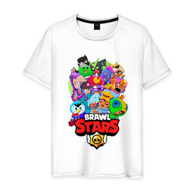 Мужская футболка хлопок с принтом BRAWL STARS в городе Новоалтайск, 100% хлопок | прямой крой, круглый вырез горловины, длина до линии бедер, слегка спущенное плечо. | 8 bit | 8 бит | bibi | brawl stars | crow | el brown | leon | leon shark | max | mr.p | sally leon | shark | stars | virus | werewolf | акула | биби | вирус | ворон | леон | оборотень | пингвин