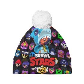 Шапка 3D c помпоном с принтом BRAWL STARS LEON SHARK в городе Новоалтайск, 100% полиэстер | универсальный размер, печать по всей поверхности изделия | 8 bit | 8 бит | bibi | brawl stars | crow | el brown | leon | leon shark | max | mr.p | sally leon | shark | stars | virus | werewolf | акула | биби | вирус | ворон | леон | оборотень | пингвин
