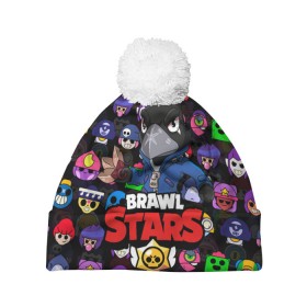 Шапка 3D c помпоном с принтом BRAWL STARS CROW в городе Новоалтайск, 100% полиэстер | универсальный размер, печать по всей поверхности изделия | 8 bit | 8 бит | bibi | brawl stars | crow | el brown | leon | leon shark | max | mr.p | sally leon | shark | stars | virus | werewolf | акула | биби | вирус | ворон | леон | оборотень | пингвин