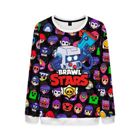 Мужской свитшот 3D с принтом BRAWL STARS 8-BIT в городе Новоалтайск, 100% полиэстер с мягким внутренним слоем | круглый вырез горловины, мягкая резинка на манжетах и поясе, свободная посадка по фигуре | 8 bit | 8 бит | bibi | brawl stars | crow | el brown | leon | leon shark | max | mr.p | sally leon | shark | stars | virus | werewolf | акула | биби | вирус | ворон | леон | оборотень | пингвин