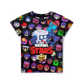 Детская футболка 3D с принтом BRAWL STARS 8-BIT в городе Новоалтайск, 100% гипоаллергенный полиэфир | прямой крой, круглый вырез горловины, длина до линии бедер, чуть спущенное плечо, ткань немного тянется | 8 bit | 8 бит | bibi | brawl stars | crow | el brown | leon | leon shark | max | mr.p | sally leon | shark | stars | virus | werewolf | акула | биби | вирус | ворон | леон | оборотень | пингвин