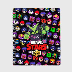 Тетрадь с принтом BRAWL STARS VIRUS 8-BIT в городе Новоалтайск, 100% бумага | 48 листов, плотность листов — 60 г/м2, плотность картонной обложки — 250 г/м2. Листы скреплены сбоку удобной пружинной спиралью. Уголки страниц и обложки скругленные. Цвет линий — светло-серый
 | 8 bit | 8 бит | bibi | brawl stars | crow | el brown | leon | leon shark | max | mr.p | sally leon | shark | stars | virus | werewolf | акула | биби | вирус | ворон | леон | оборотень | пингвин