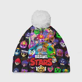 Шапка 3D c помпоном с принтом BRAWL STARS в городе Новоалтайск, 100% полиэстер | универсальный размер, печать по всей поверхности изделия | 8 bit | 8 бит | bibi | brawl stars | crow | el brown | leon | leon shark | max | mr.p | sally leon | shark | stars | virus | werewolf | акула | биби | вирус | ворон | леон | оборотень | пингвин