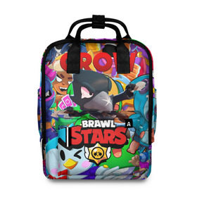 Женский рюкзак 3D с принтом BRAWL STARS CROW в городе Новоалтайск, 100% полиэстер | лямки с регулируемой длиной, сверху ручки, чтобы рюкзак нести как сумку. Основное отделение закрывается на молнию, как и внешний карман. Внутри два дополнительных кармана, один из которых закрывается на молнию. По бокам два дополнительных кармашка, куда поместится маленькая бутылочка
 | 8 bit | 8 бит | bibi | brawl stars | crow | el brown | leon | leon shark | max | mr.p | sally leon | shark | stars | virus | werewolf | акула | биби | вирус | ворон | леон | оборотень | пингвин