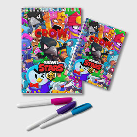 Блокнот с принтом BRAWL STARS CROW в городе Новоалтайск, 100% бумага | 48 листов, плотность листов — 60 г/м2, плотность картонной обложки — 250 г/м2. Листы скреплены удобной пружинной спиралью. Цвет линий — светло-серый
 | Тематика изображения на принте: 8 bit | 8 бит | bibi | brawl stars | crow | el brown | leon | leon shark | max | mr.p | sally leon | shark | stars | virus | werewolf | акула | биби | вирус | ворон | леон | оборотень | пингвин