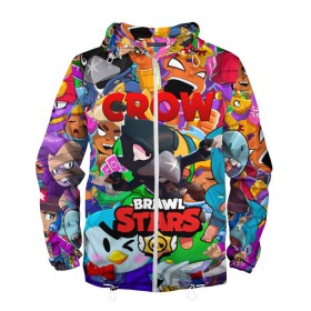 Мужская ветровка 3D с принтом BRAWL STARS CROW в городе Новоалтайск, 100% полиэстер | подол и капюшон оформлены резинкой с фиксаторами, два кармана без застежек по бокам, один потайной карман на груди | Тематика изображения на принте: 8 bit | 8 бит | bibi | brawl stars | crow | el brown | leon | leon shark | max | mr.p | sally leon | shark | stars | virus | werewolf | акула | биби | вирус | ворон | леон | оборотень | пингвин