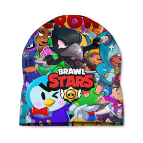 Шапка 3D с принтом BRAWL STARS CROW в городе Новоалтайск, 100% полиэстер | универсальный размер, печать по всей поверхности изделия | 8 bit | 8 бит | bibi | brawl stars | crow | el brown | leon | leon shark | max | mr.p | sally leon | shark | stars | virus | werewolf | акула | биби | вирус | ворон | леон | оборотень | пингвин