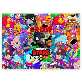 Поздравительная открытка с принтом BRAWL STARS CROW в городе Новоалтайск, 100% бумага | плотность бумаги 280 г/м2, матовая, на обратной стороне линовка и место для марки
 | Тематика изображения на принте: 8 bit | 8 бит | bibi | brawl stars | crow | el brown | leon | leon shark | max | mr.p | sally leon | shark | stars | virus | werewolf | акула | биби | вирус | ворон | леон | оборотень | пингвин