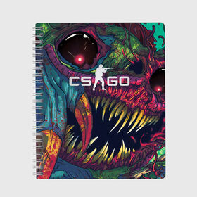 Тетрадь с принтом CS GO Hyper Beast в городе Новоалтайск, 100% бумага | 48 листов, плотность листов — 60 г/м2, плотность картонной обложки — 250 г/м2. Листы скреплены сбоку удобной пружинной спиралью. Уголки страниц и обложки скругленные. Цвет линий — светло-серый
 | counter | cs | go | hyper beast | strike | ак | бист | гипер | го | зубы | игровая | игроку | игроману | контер | крутая | крутой | кс | нож | страйк | хайпер бист | хипер | чудовище
