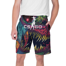 Мужские шорты 3D с принтом CS GO  Hyper Beast  Cкоростной зверь в городе Новоалтайск,  полиэстер 100% | прямой крой, два кармана без застежек по бокам. Мягкая трикотажная резинка на поясе, внутри которой широкие завязки. Длина чуть выше колен | counter | cs | go | hyper beast | strike | ак | бист | гипер | го | зубы | игровая | игроку | игроману | контер | крутая | крутой | кс | нож | страйк | хайпер бист | хипер | чудовище