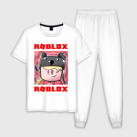 Мужская пижама хлопок с принтом ROBLOX в городе Новоалтайск, 100% хлопок | брюки и футболка прямого кроя, без карманов, на брюках мягкая резинка на поясе и по низу штанин
 | game | gamer | logo | minecraft | roblox | simulator | supreme | игра | конструктор | лого | майнкрафт | персонажи | симулятор | строительство | супреме | суприм | суприме | фигура