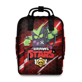 Женский рюкзак 3D с принтом BRAWL STARS VIRUS 8-BIT в городе Новоалтайск, 100% полиэстер | лямки с регулируемой длиной, сверху ручки, чтобы рюкзак нести как сумку. Основное отделение закрывается на молнию, как и внешний карман. Внутри два дополнительных кармана, один из которых закрывается на молнию. По бокам два дополнительных кармашка, куда поместится маленькая бутылочка
 | 8 bit | 8 бит | bibi | brawl stars | crow | el brown | leon | leon shark | max | mr.p | sally leon | shark | stars | virus | werewolf | акула | биби | вирус | ворон | леон | оборотень | пингвин