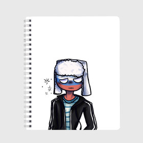 Тетрадь с принтом CountryHumans - Россия в городе Новоалтайск, 100% бумага | 48 листов, плотность листов — 60 г/м2, плотность картонной обложки — 250 г/м2. Листы скреплены сбоку удобной пружинной спиралью. Уголки страниц и обложки скругленные. Цвет линий — светло-серый
 | Тематика изображения на принте: 23 | army | country | countryhumans | humans | memes | patriot | russia | армия | звезда | красная | мем | патриот | россия | страна | тельняшка | флаг | человечек | шапка
